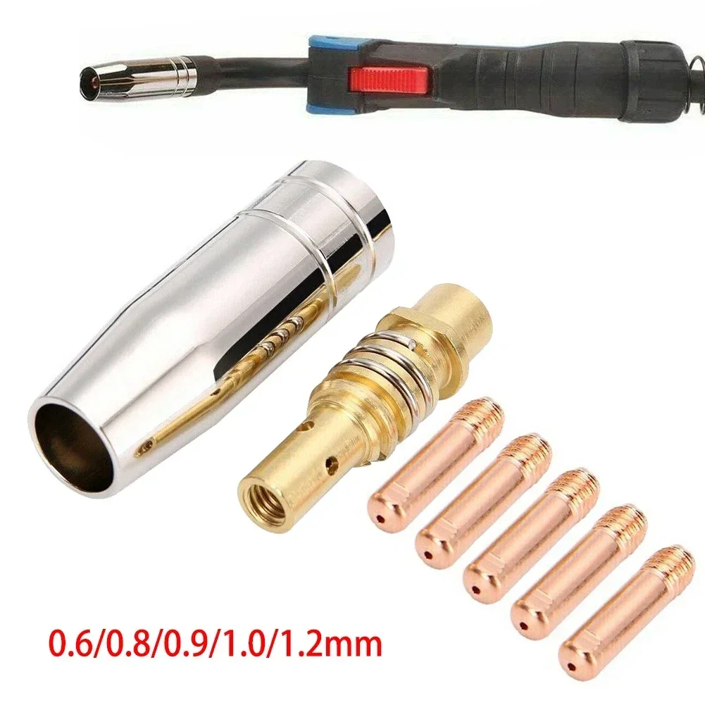 7Pcs Welder Nozzle Part Kit 15AK Conductive Tip Nozzles Contact Tips For MIG Welding Torch Welding 0.6/0.8/0.9/1.0/1.2mm