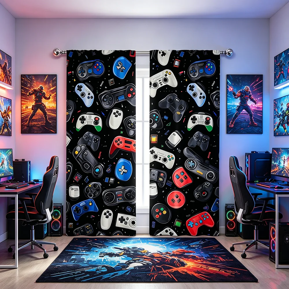 2PCS Digital Printed Curtains, - Esports Gaming Youtube ulasan dan harga
