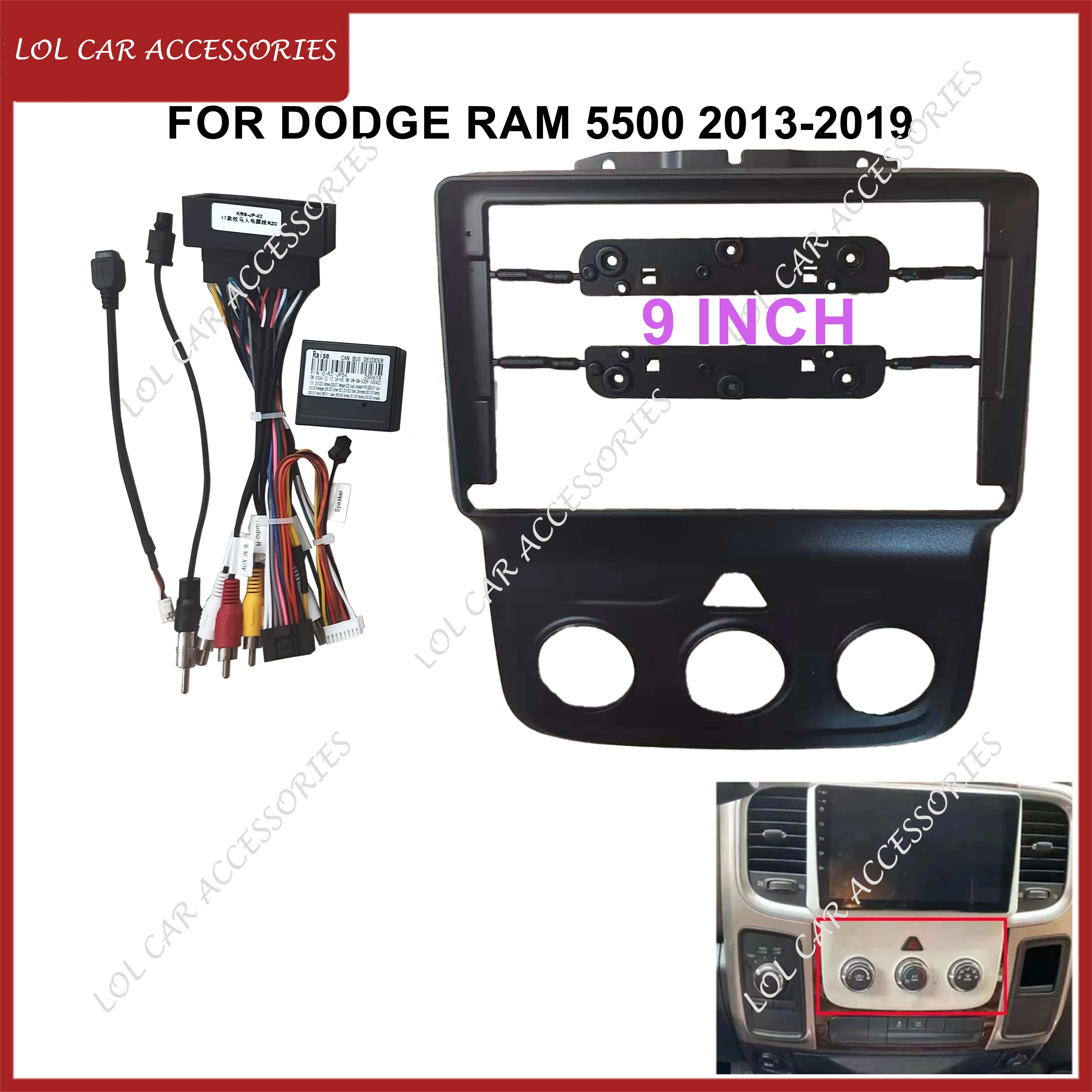 

9 Inch For DODGE RAM 5500 2013-2019 Car Radio Stereo GPS MP5 Android Player Head Unit 2 Din Fascia Panel Dash Frame Cover
