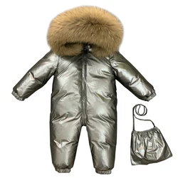 Chaqueta gruesa de plumón para niño y niña, ropa cálida de exterior, abrigo de invierno para niño pequeño ruso, abrigos de pelele, invierno-30c