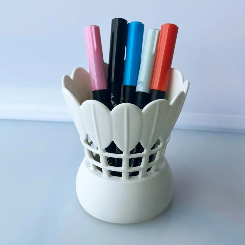 Minimalist Badminton Shuttlecock Shaped Pen Holder Creative Hollow PAL Pencil Cup Desk Organizer for Office Home Decoration Gift