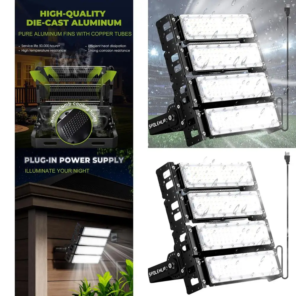 

Светодиодный прожектор для стадионов на высокой мачете - эквивалент 1200 Вт, 32 000 лм, IP66, 50 000 часов, 120 ° Балки для тоннелей, парковок, полей