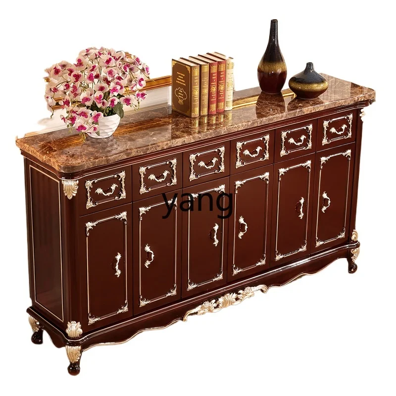 Yjq solid wood shoe cabinet large-capacity marble cabinet at the entrance of the household door sofa back cabinet