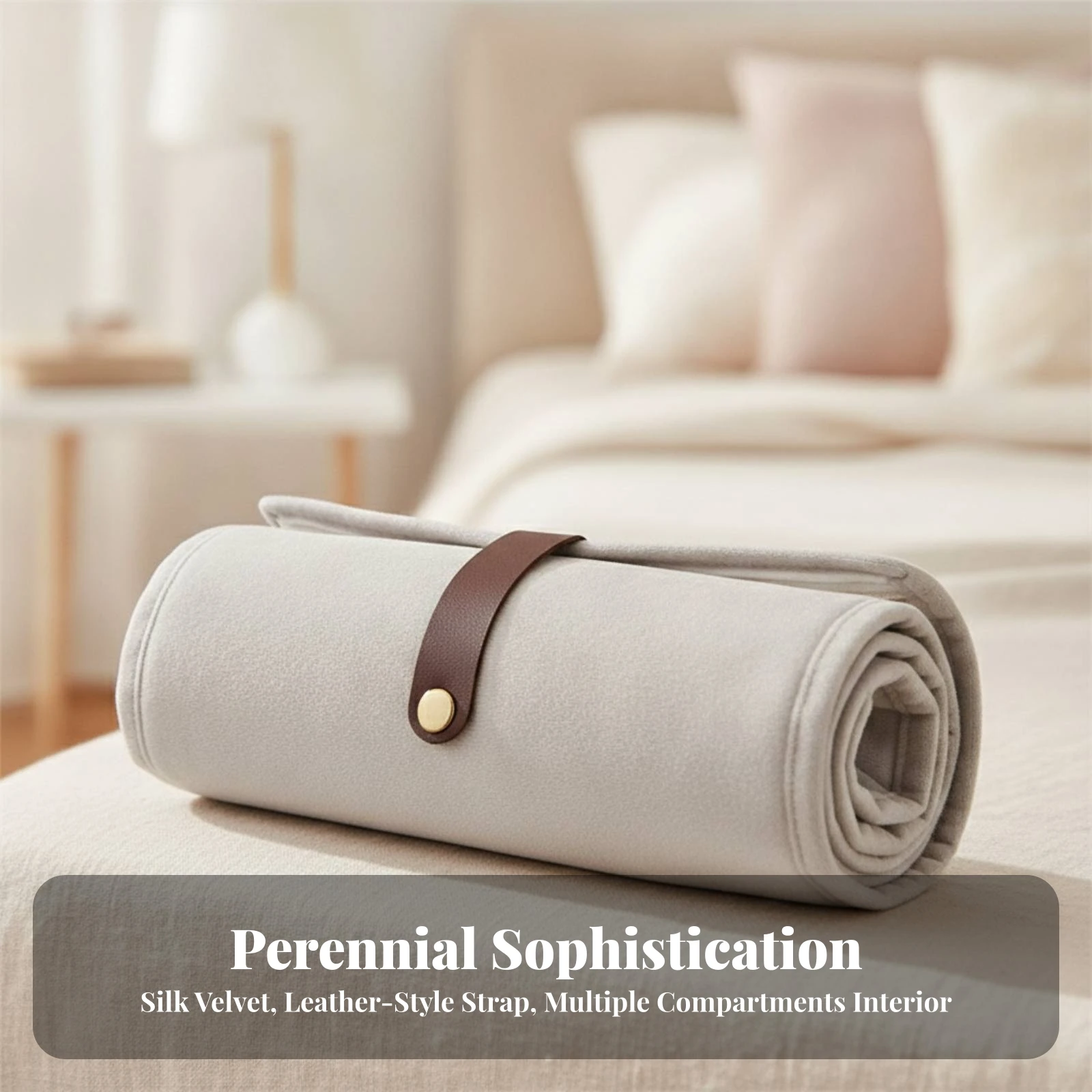 Velvet Jewelry Roll with Transparent Compartments Compact Roll-up Jewelry Organizer Foldable Lightweight for Travelers