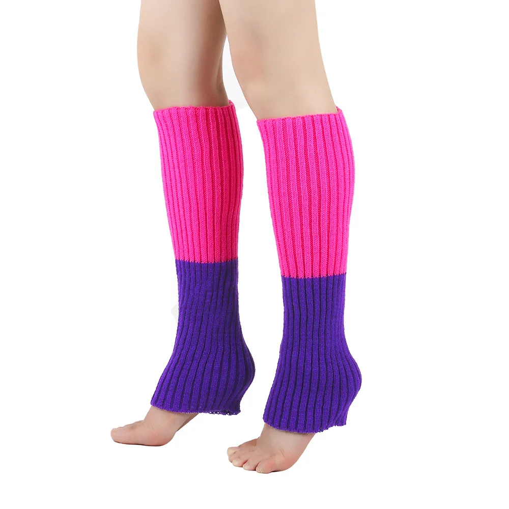 1 pair women color patchwork fashion Lighting up the overall color outfit leg warmer 40cm length