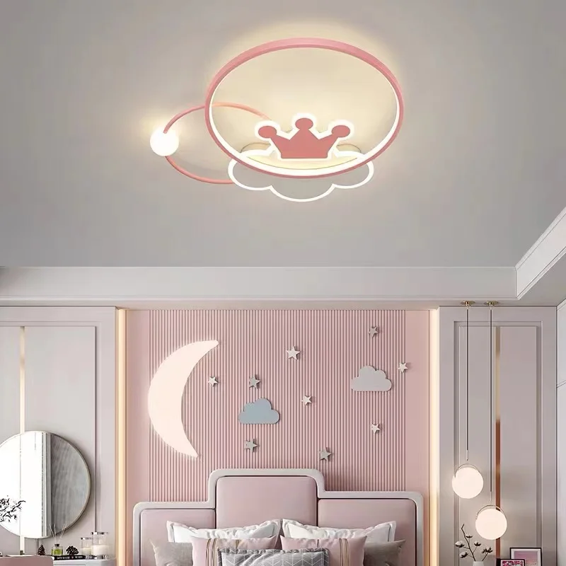 

Modern Cloud Led Ceiling Lights Pink Gold Acrylic Lamp For Children Girl Bedroom Baby Kids Room Decor Ring Ball Crown Chandelier