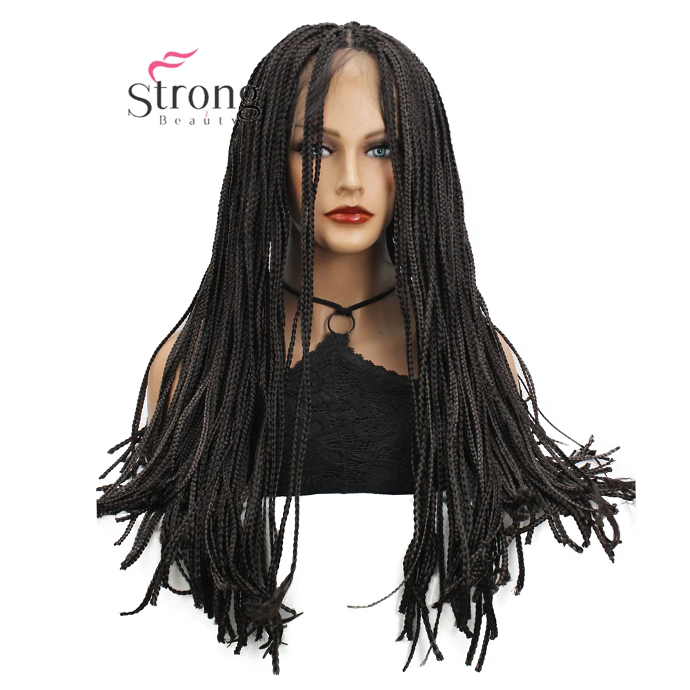 

28-дюймовый плетеный парик, квадратный плетеный парик без узлов для чернокожих женщин, полный двойной кружевной бесклеевой парик с синтетическими волосами ребенка