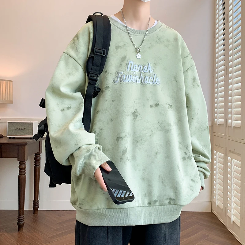 Men Trendy Letter Print Casual Streetwear Oversize Harajuku Y2K Sweatshirts Spring Autumn Youth O Neck Long Sleeve Pullover Tops