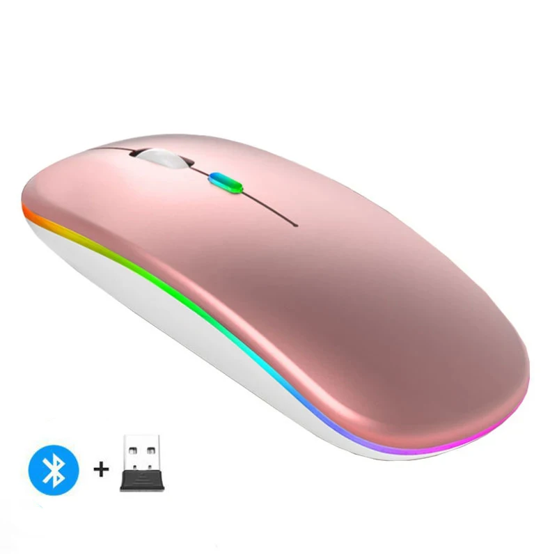 Oplaadbare draadloze muis Bluetooth-compatibele 2,4 GHz dubbele modi computermuizen met nano-ontvanger voor pc-laptop Macbook