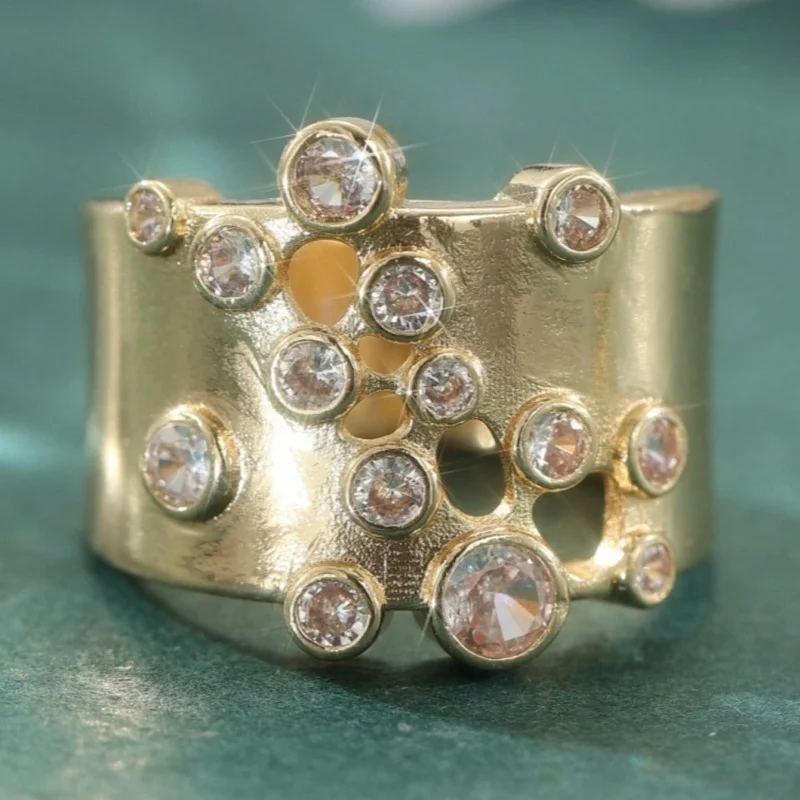 Vintage Gold Color Women's Cubic Zirconia Ring