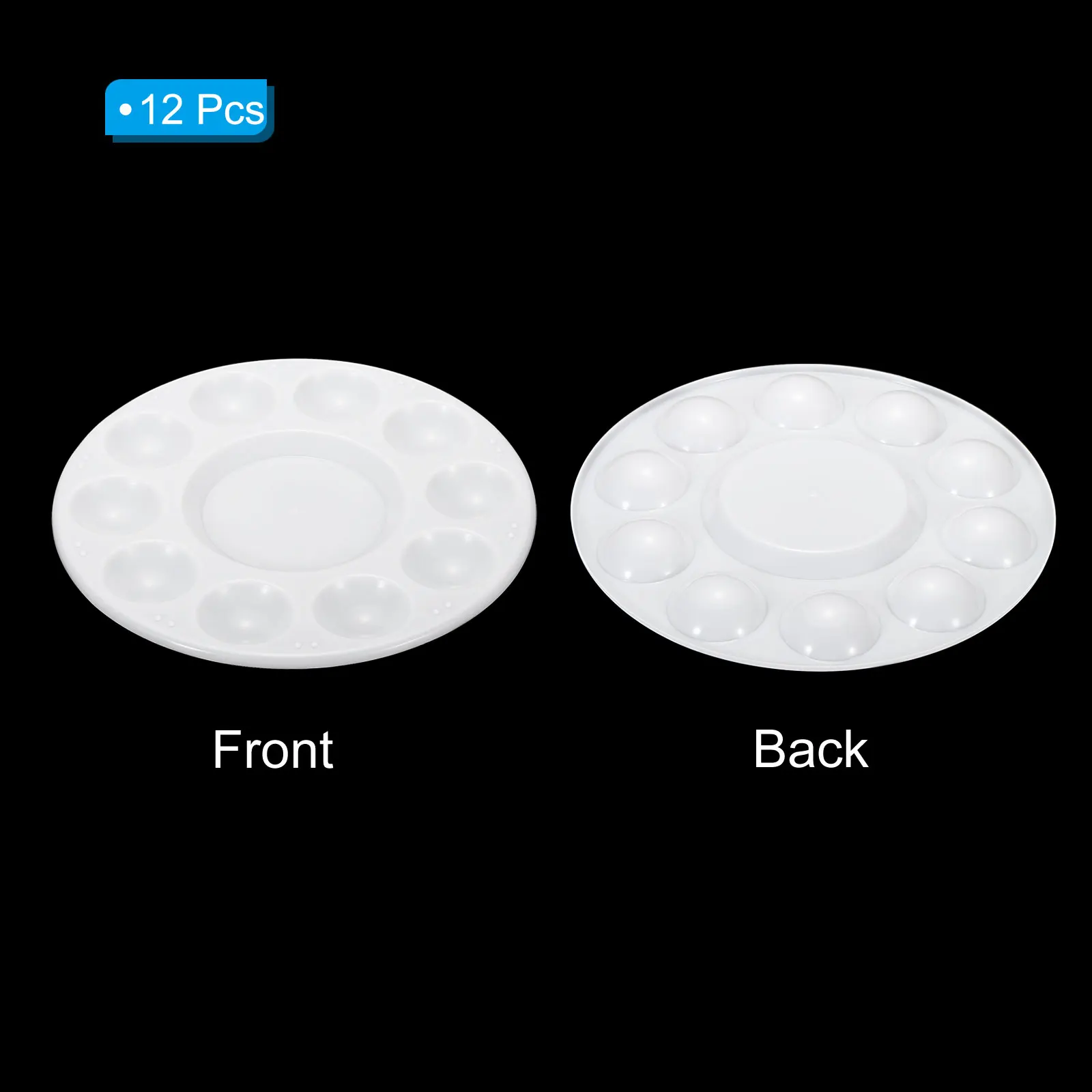 Imagem -03 - Paleta Plástica de Forma Redonda para Pintura Bandeja de Pintura para Segurar e Misturar Cores Óleo Acrílico Aquarela Pintura Artística Faça Você Mesmo 12 Pcs