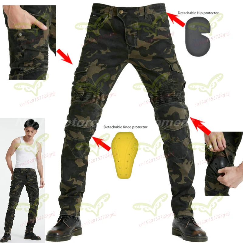 Motorcycle Denim Riding Pants for Men in Summer Comfortable Wear-resistant Elastic Anti Fall Protective Equipment