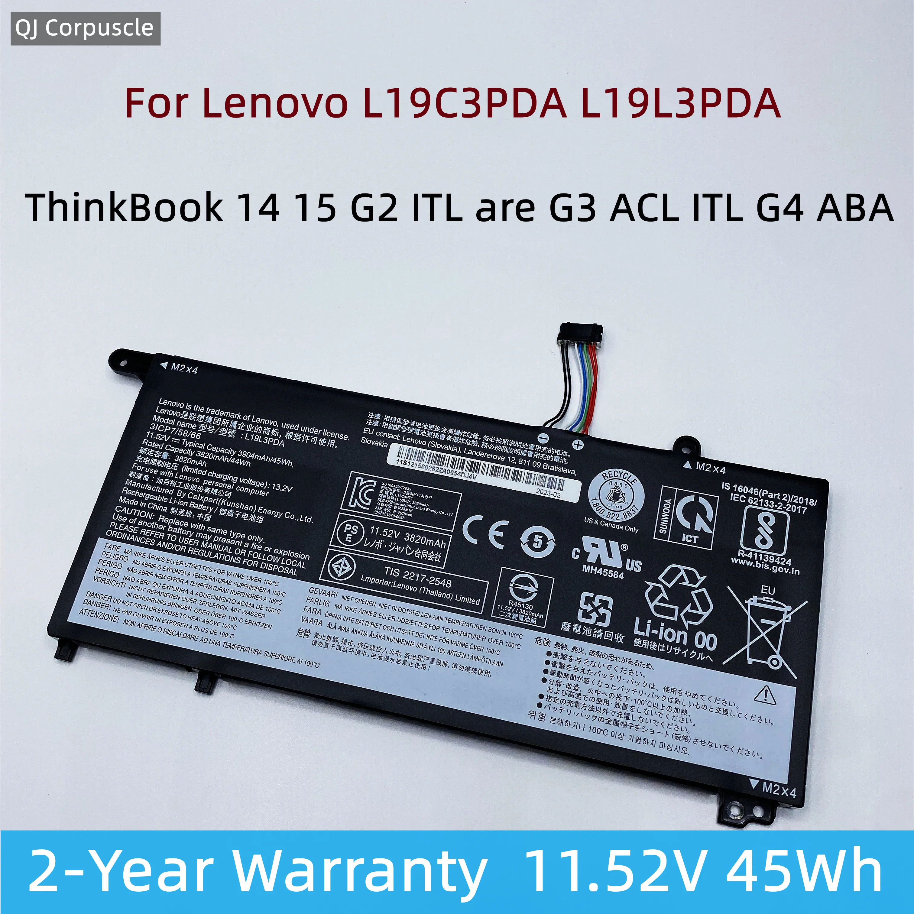 A bateria original do portátil para Lenovo ThinkBook, L19L3PDA, 14, 15, G2, ITL, é G3, ACL, ITL, G4, ABA, SB10Z21208, L19C3PDA, L19M3PDA, L19D3PDA