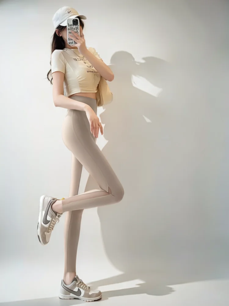 Leggings noirs ajourés pour femmes, jambes larges, sans étanchéité, conçu, vêtements de sport, longueur au sol, garniture avant à la mode