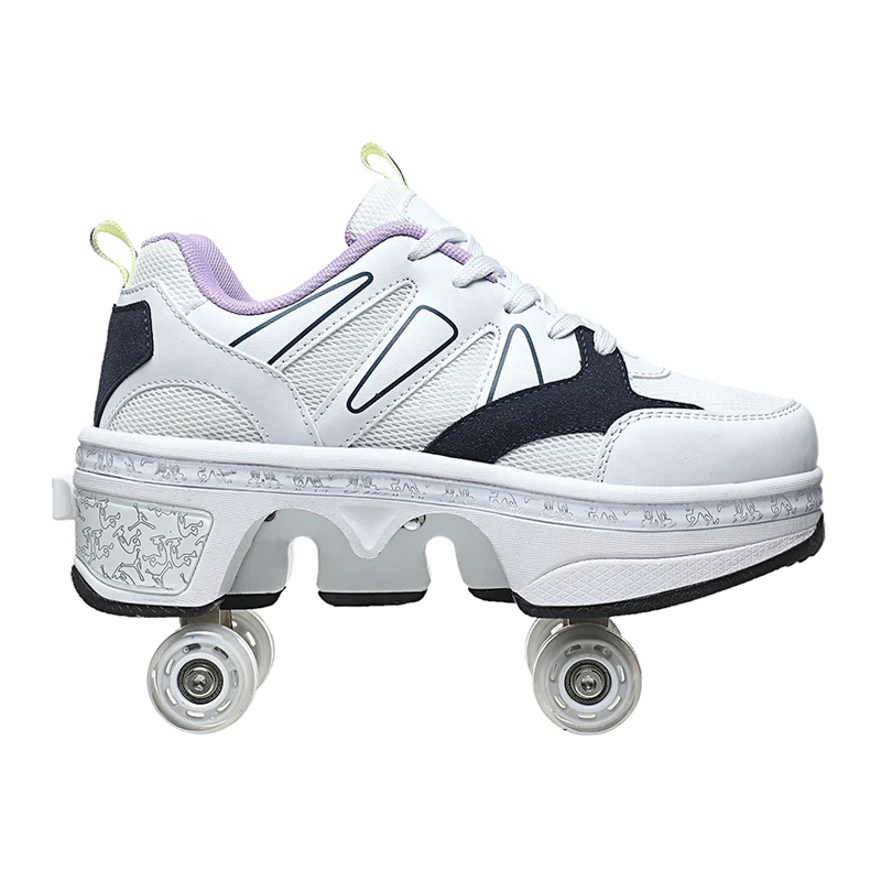 

Children Roller Skates Shoes for Girls Boys Sneakers with 4 Wheels Deformation Parkour Casual Game Boots Walking for Teenagers