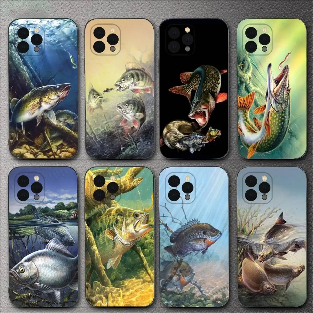 

Carp Fishing Fish Phone Case For iPhone 16,15,14,13,12,11,XS,XR,X,8,7,Pro,Max,Plus,mini Silicone Black Cover