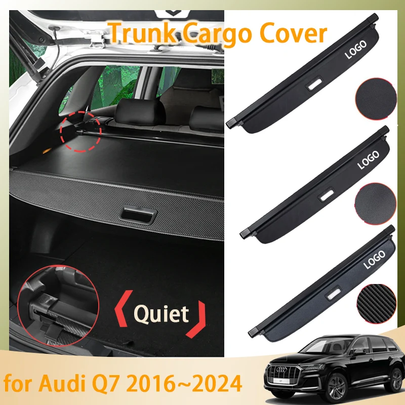 Rear Curtain for Audi Q7 4M 2016~2024 2023 2022 2021 2020 2017 Accessories Car Trunk Curtain Mat Retractable Anti-peeping Parts