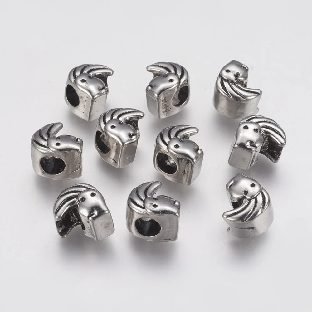 2 Pcs 304 Stainless Steel Face Charms Large Hole Dangle Charms Silver Jewelry Supplies for Necklace Bracelet Earrings Keychain