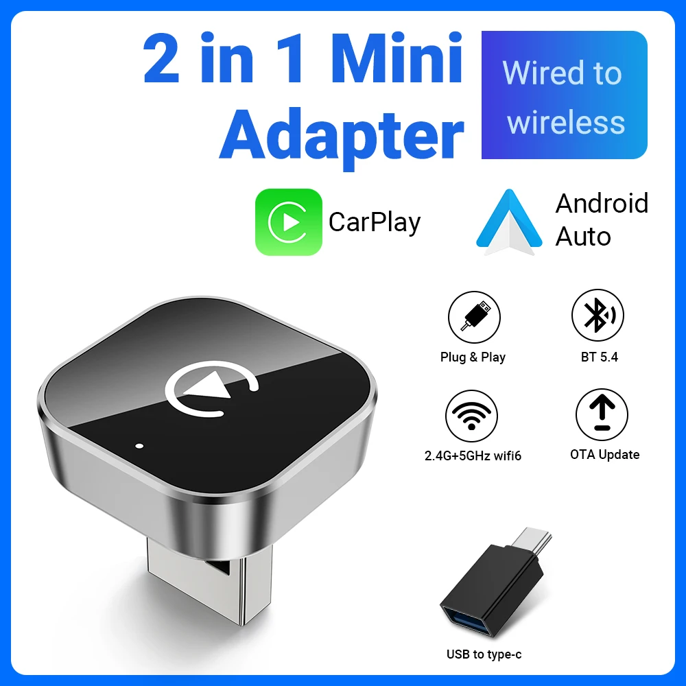 NEW Super Mini Carplay AI Box Wired to Wireless CarPlay&Android Auto 2in1 Box 5GHz WiFi5 for 99% Original Wired CarPlay/Auto Car