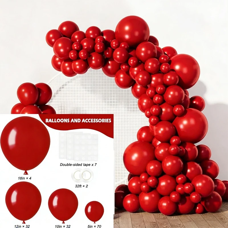 138Pcs Dark Burgundy Red Latex Balloons Kit 5/10/12/18" Dark Wine Red Balloons for Birthday Christmas Wedding Party Decoration - view 6