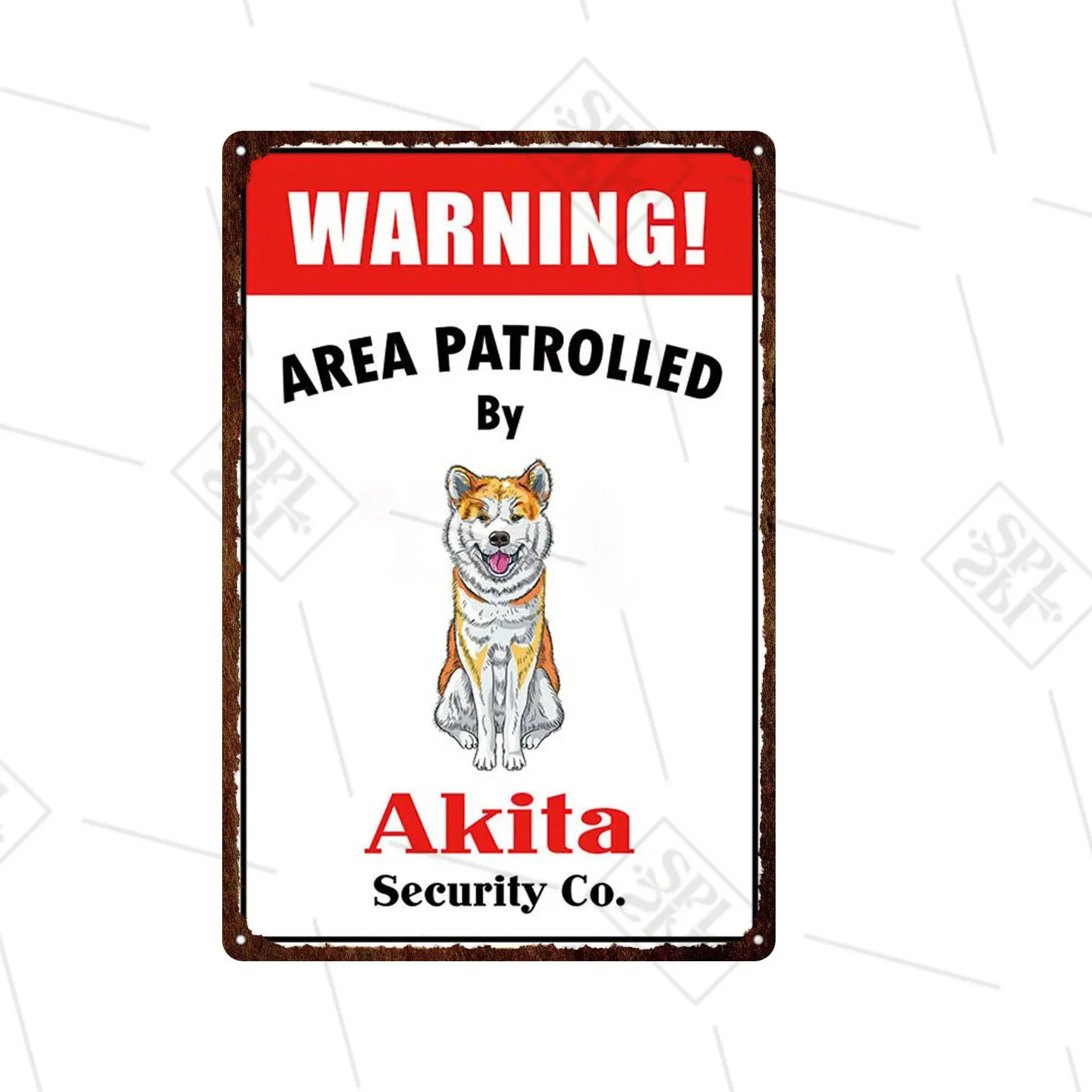 Akita Corgi Dog Breed Metal Sign Beware Of The Dog Warning Sign Pet Shop Wall Decoration Family Doorplate Vintage Tin Plaque