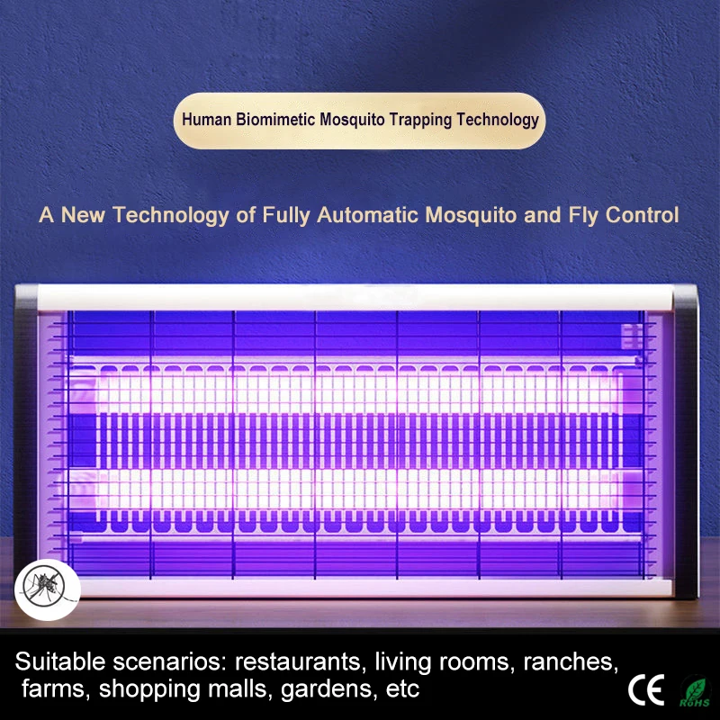 Doble uso de lámparas de control de mosquitos silenciosas, dormitorio del Hotel comercial, lámparas de control de mosquitos, restaurante, pared de descarga eléctrica repelente de mosquitos