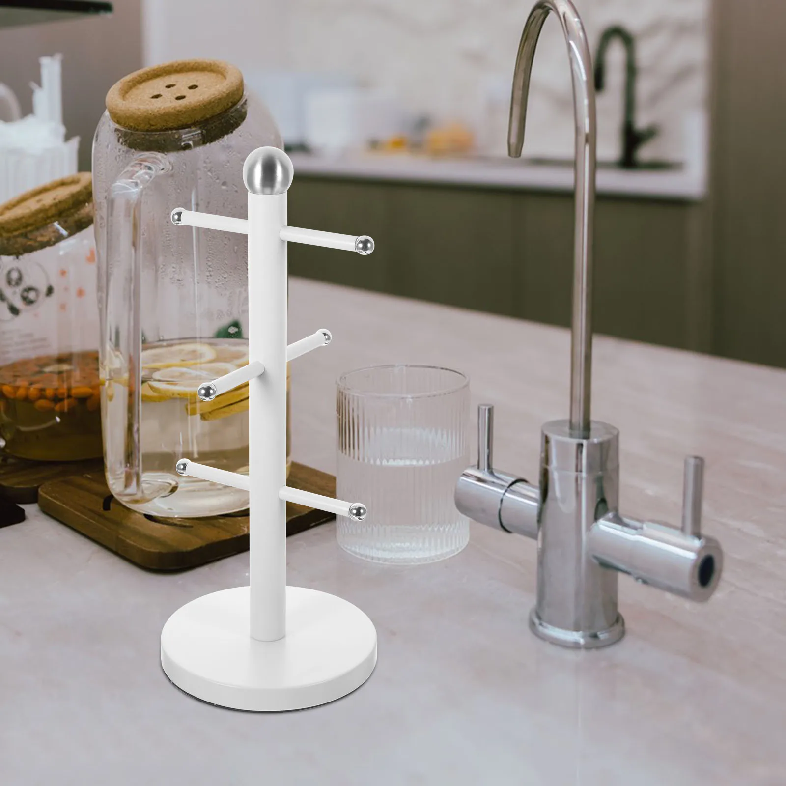 

Iron Cup Holder Mug Tree with Base Coffee Mugs Display Stand Rack Cups for Kitchen