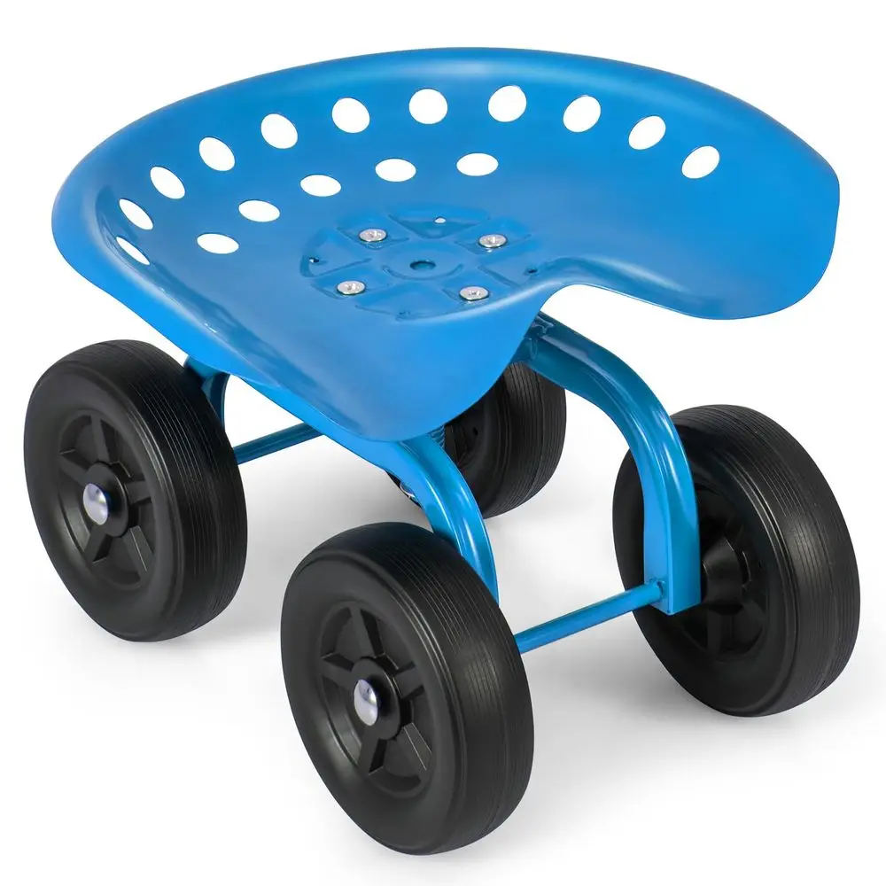 

Garden Cart with Wheels, Utility Stool Cart w Adjustable 360 Degree Swivel Seat, Outdoor Lawn Yard Rolling Work Seat, Garden Sc