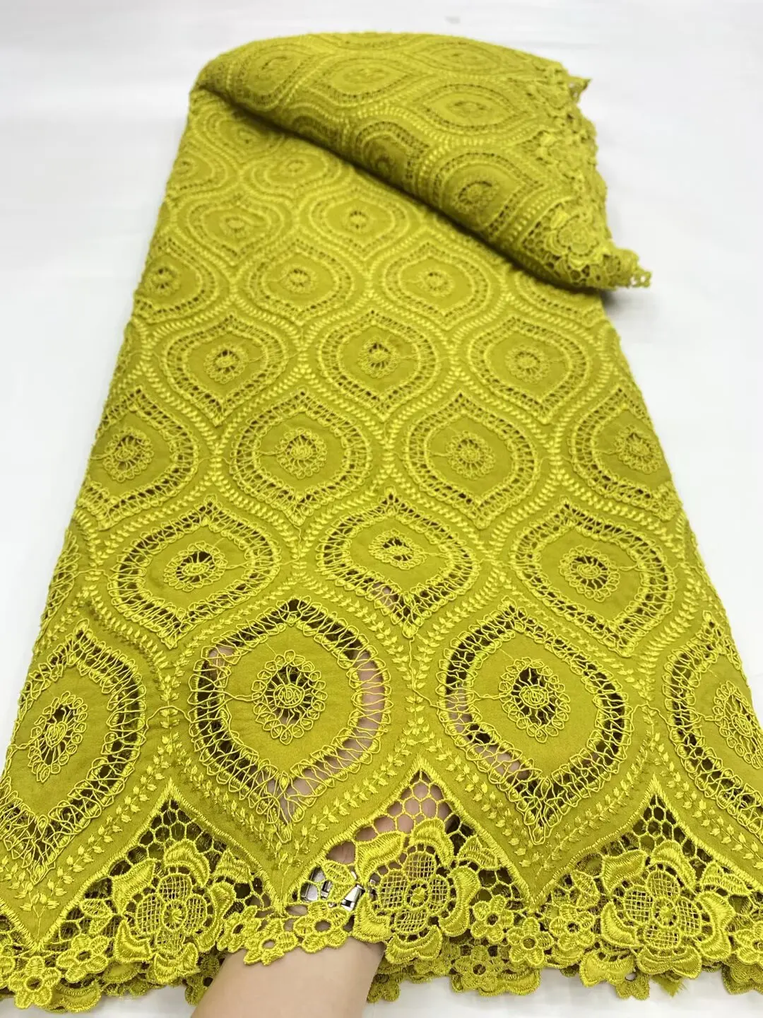 

Hot Selling French Chiffon Lace African Tulle Cord Guipure Lace Net Embroidered Fabric For Wedding Party