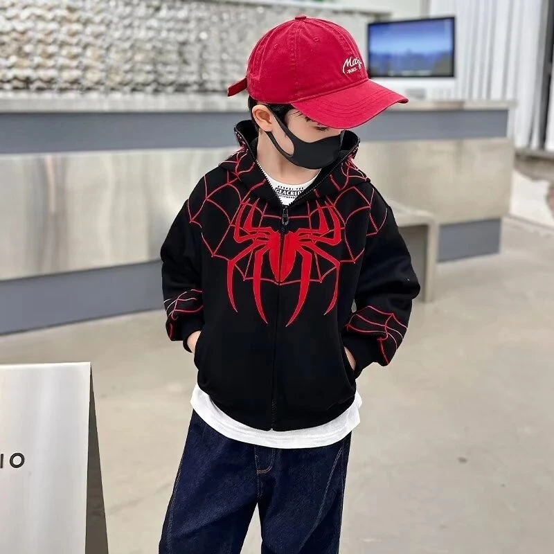 

2025 Spider-Man Hoodie, Boys Long Sleeve Pullover with Hood for Kids Regular Fit Jacket