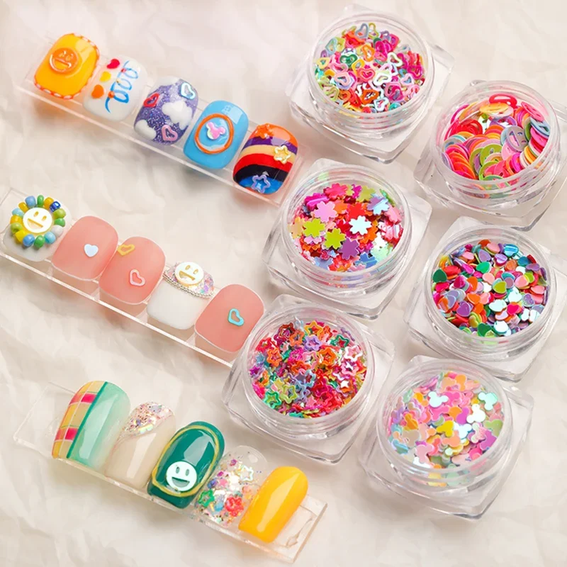 1 box 3D Smile Candy Sun Flower Colorful Nail Studs Japanese Manicure Nail Smiling Decoration Nail Art Nail Salon