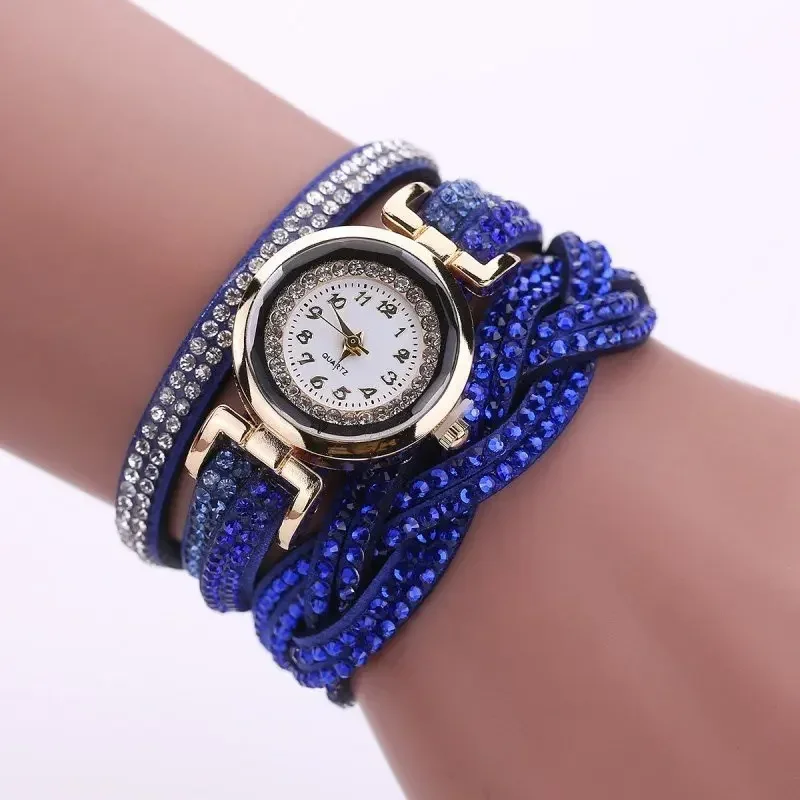 Women\'s Watches Long Strap Leather Watch Women Casual Rhinestone Dress Watch Ladies Bracelet Wristwatch Clock Relogio Feminino