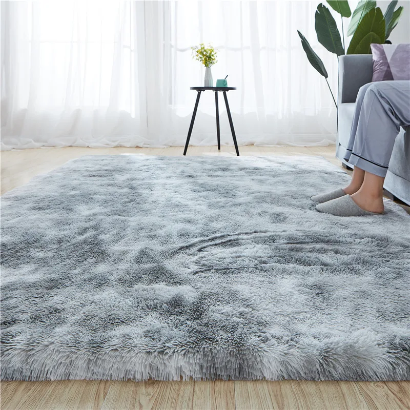VIKAMA Tie-Dyed Silk Wool Ins-Style Living Room Coffee Table Bedside Girl Room Sofa  Floor Mat Full Cover Home Decoration
