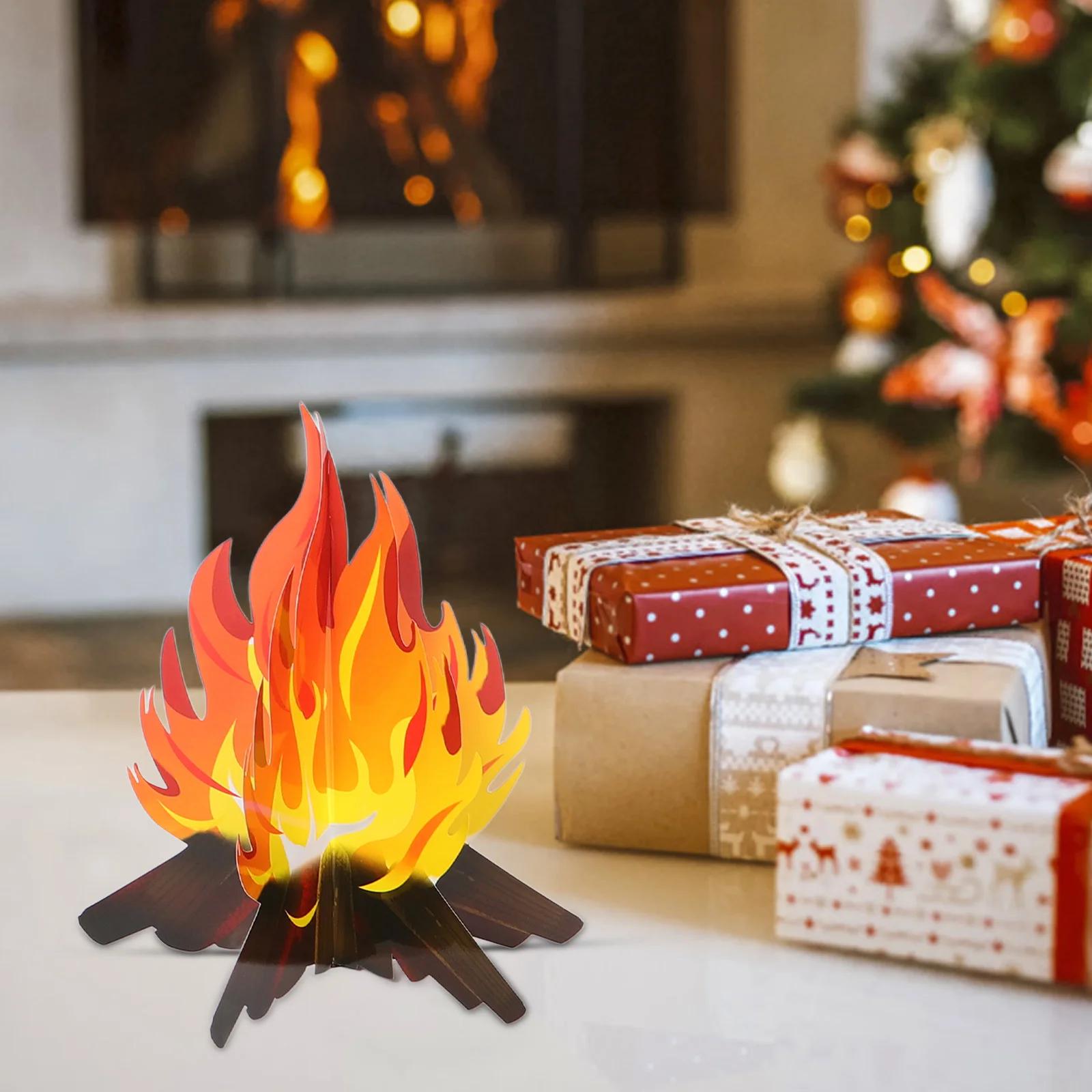 

6 Pcs Campfire Decoration Prop Three Dimensional Fake Fireplace Christmas Party Halloween Faux Flames Miniature Fire