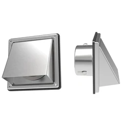 Aço inoxidável secador ventilação tampa, parede exterior com amortecido Non Return Flap, extrator externo