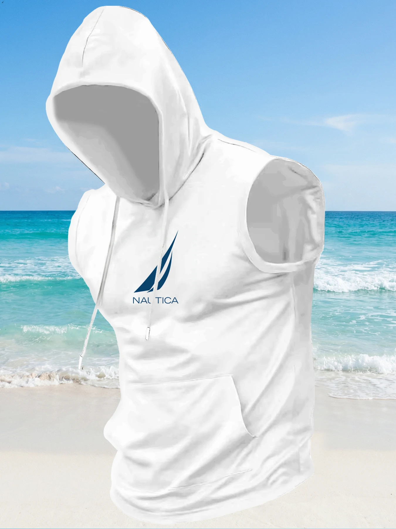 Chaleco sin mangas con capucha para hombre de la marca NAUTICA: ideal para actividades físicas, deportes, transpirable, para uso en exteriores, entrenamiento de running, prenda de vestir informal.