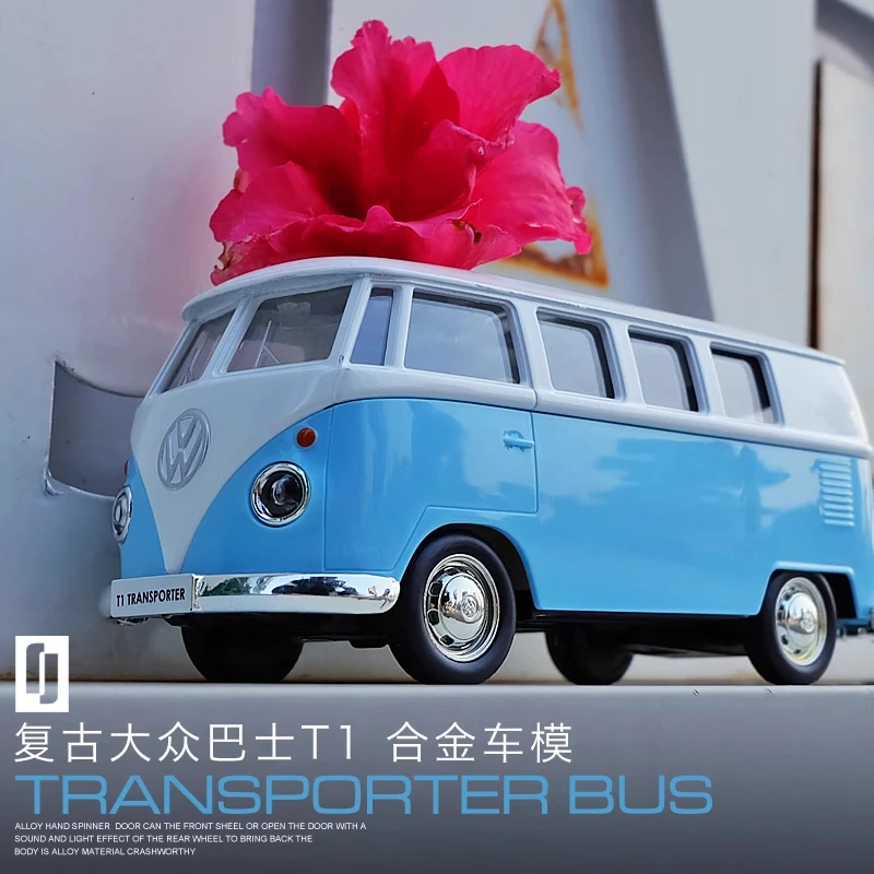 1:36 Volkswagen T1 Bus Miniature  Car VW Toys Alloy Diecasts Diecasts Scale Metal Collection Car Model Vehicles Kids Toy Car X23