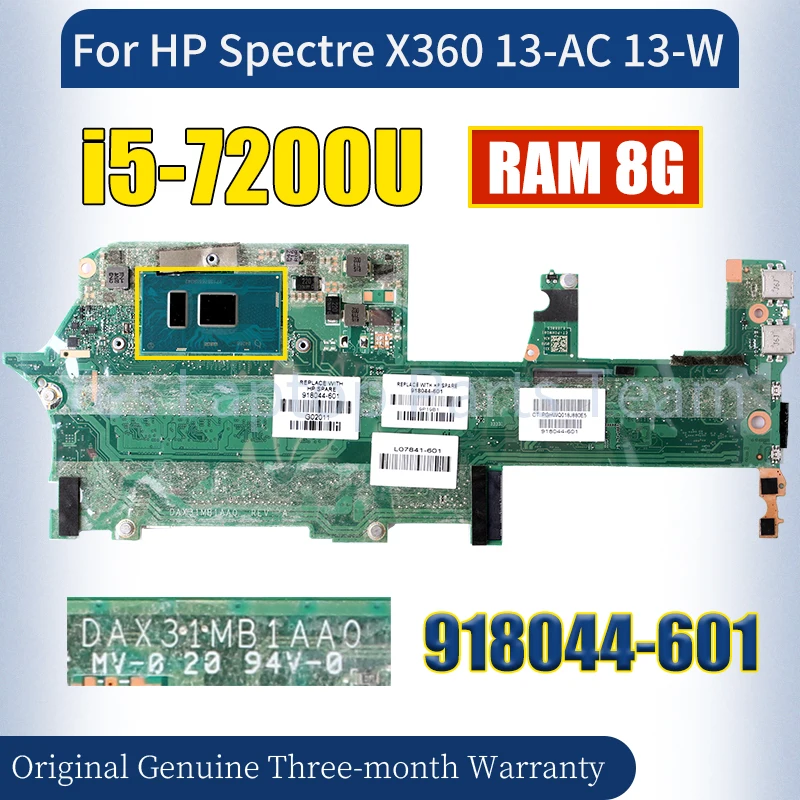 DAX31MB1AA0 For HP Spectre X360 13-AC 13-W Laptop Mainboard 918044-601 SR342 i5-7200U 8G Notebook Motherboard