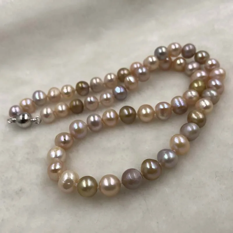 

ELEISPL JEWELRY Wholesale Freshwater Pearl Necklace 2 Strands 17 inch 7-8mm Multi colours #498-33-1