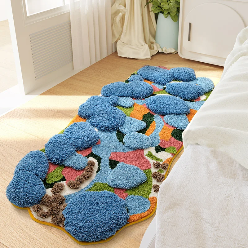 Forest Moss Rug, Premium Flocked Bedroom Living Room Decor Carpet, 3D Textured Surface, Handcrafted High-Density Weave