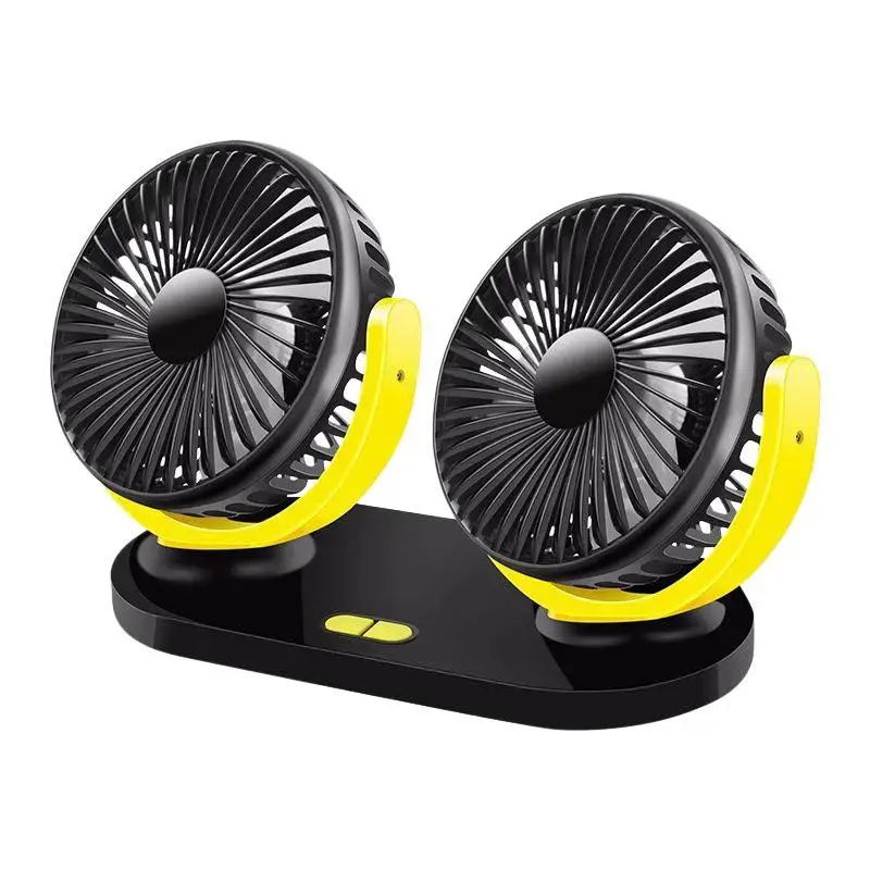 Rundong R-8037 USB Portable High Wind Car Dual-Head Fan Quiet Desk Fan For Office & Desktop