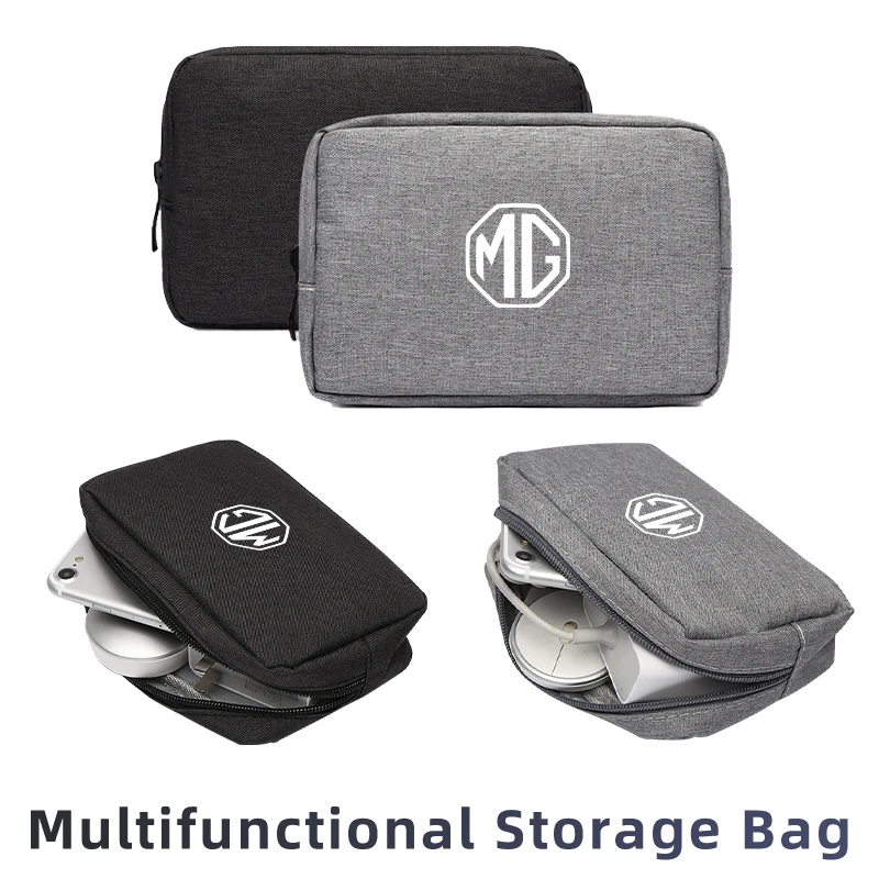 Car Digital Organizer Charging Cable Treasure Tools Storage Bag For Morris Garages MG 3 5 6 7 ZS HS GS Hector TF GT ZR RX5 RX8 3