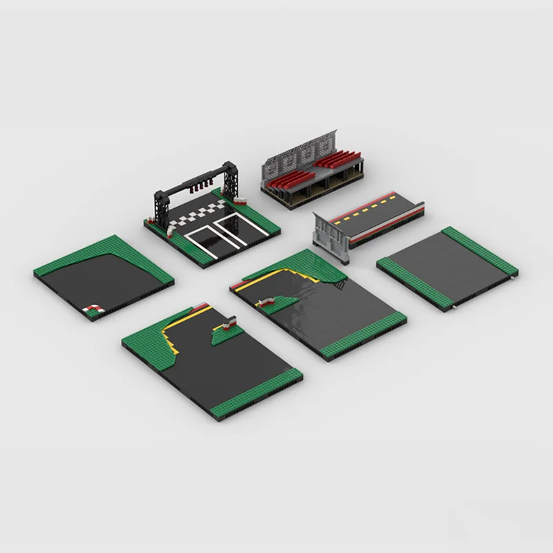 202 pçs moc modular streetscape pista de corrida carros modelo blocos de construção brinquedo ideia educação presentes natal criativo