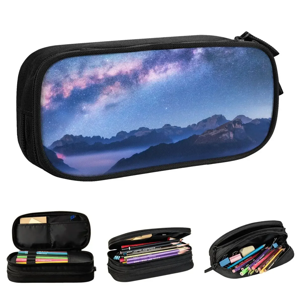 

Starry Night Space Galaxy Pencil Cases Stars Pouch Pen Large Storage Bags School Supplies Stationery