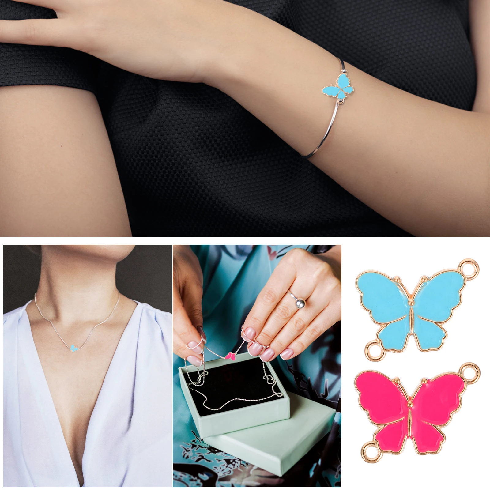 

20pcs Butterflies Shape Charms Jewelry Making Supplies High Quality Materials Smooth Surface Elegant Design Necklace Bracelets