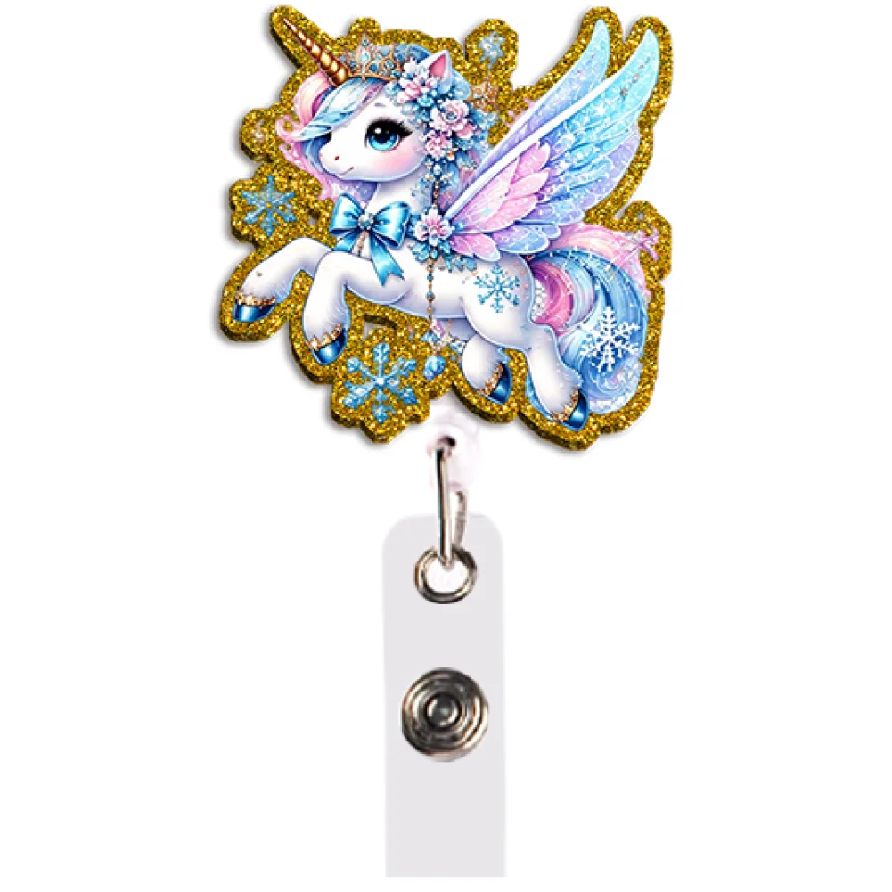Kawaii Ice Unicorn Badge Reel Collection 9 Styles with Clip for Student School Office Daily Commute