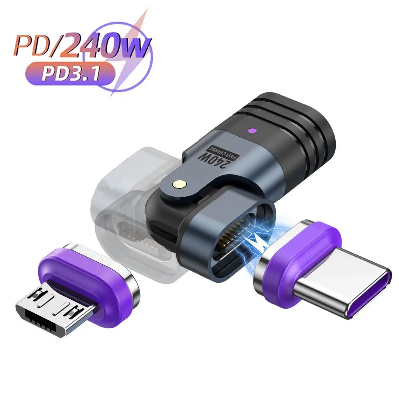 PD 240W USB C to Type C OTG Adapter 180 Rotation 5A Fast Charge Cable Converter For iPhone Macbook Samsung Huawei Xiaomi Laptop