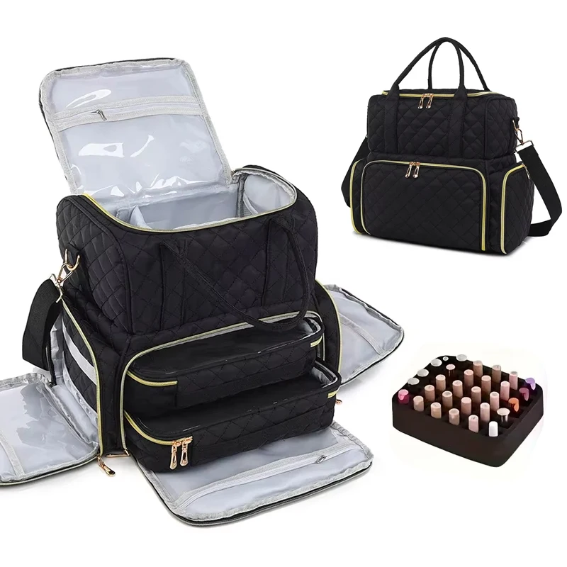 70Bottles Nail Polish Storage Bag Essential Oil Bag Portable Double Layer Cosmetic Nail Care Kit Tool Storage Box Storager