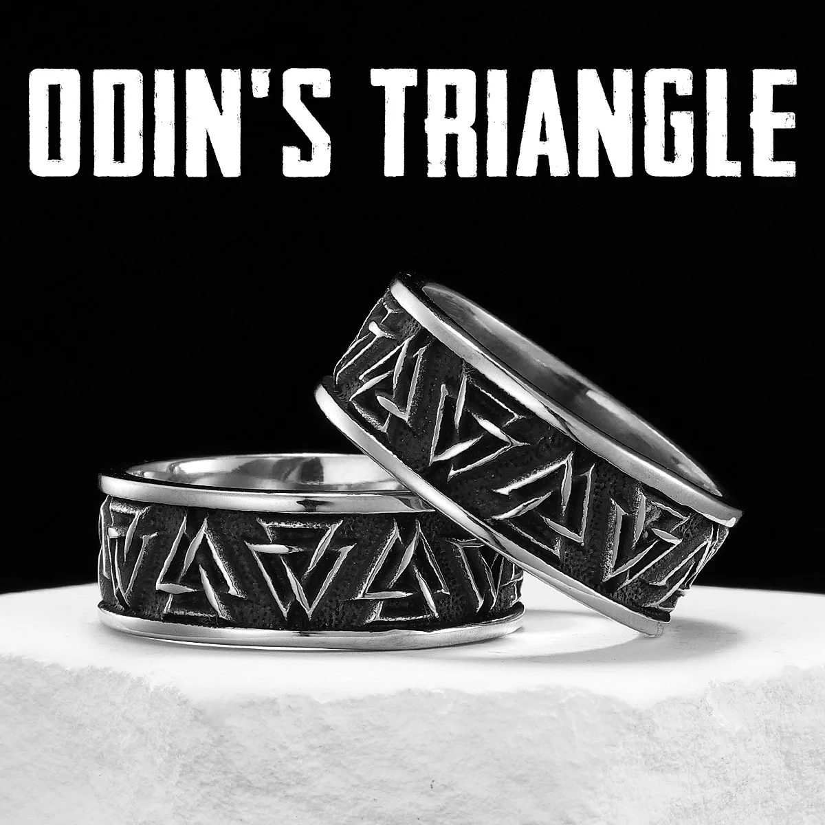 

Viking Odin's Triangle Simple Stainless Steel Men Rings Punk New In For Male Women Fashion Jewelry Creativity Gift Wholesale