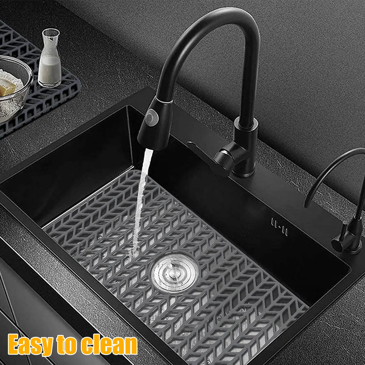 Silicone sink mat heat resistant anti slip grid sink drainage center protective mat portable drying mat home kitchen countertop